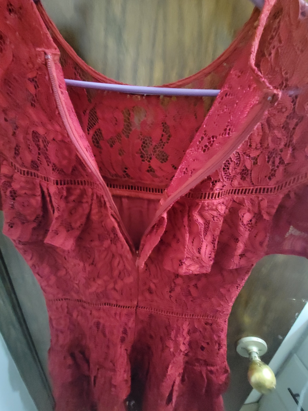 Bb Dakota Rsvp Red Lace Ruffled Mini Dress - Picture 3 of 7